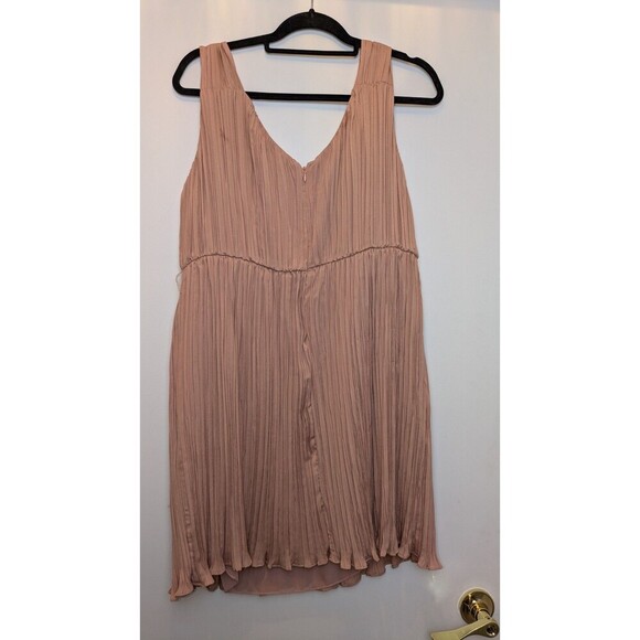 Anthropologie Ark & Co Women Large Cocktail Dress Pink Pleated A-Line Sleeveless - Picture 6 of 12